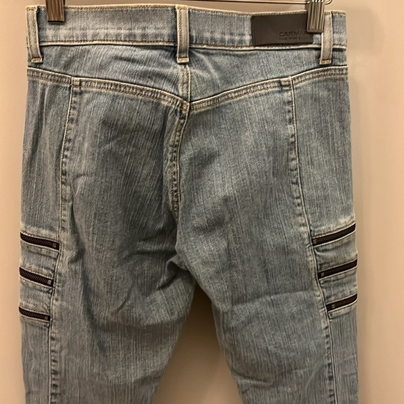 Carmar Distressed Jeans Skinny 6 Decorative Zippers Holes Size 24 Cotton - Picture 5 of 9